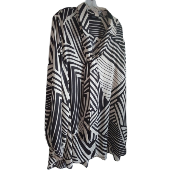 Dennis Basso Scarf Blouse Black & Cream - Picture 3 of 12